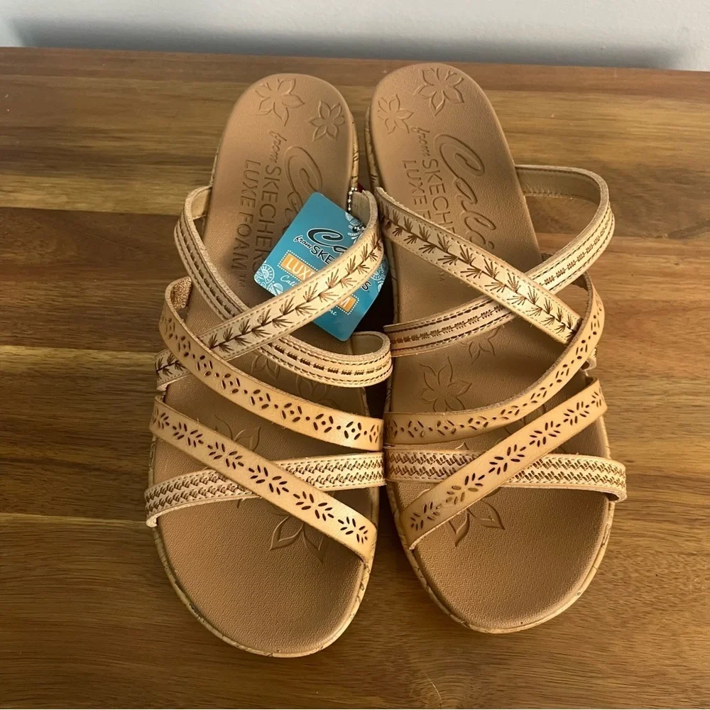 Sketchers BEVERLEE - TIGER POSSE wedge sandal wide size 10 new - Picture 4 of 13